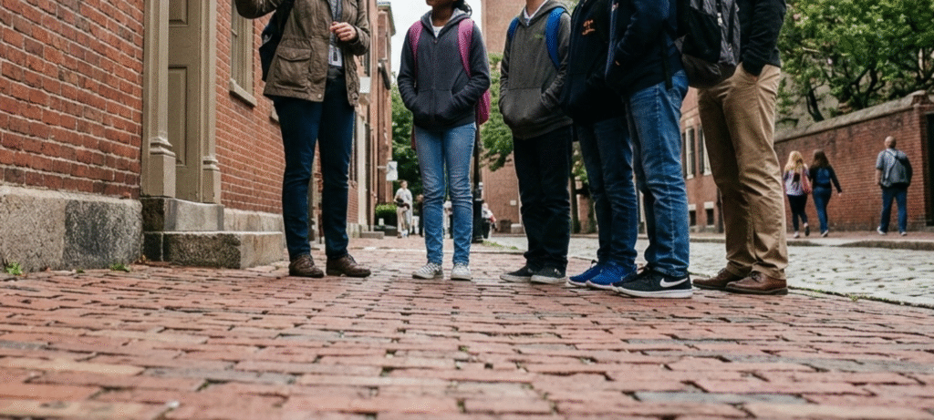 Students exploring the Freedom Trail in Boston on an educational tour