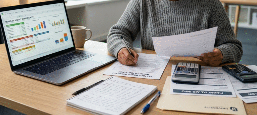 students planning tuition savings and scholarship strategy for education investment