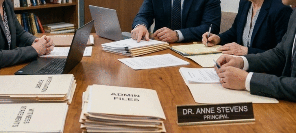 teacher license investigation meeting with school administration