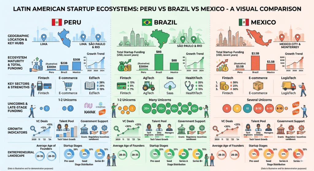 Comparison of Peru startup ecosystem with other Latin American markets