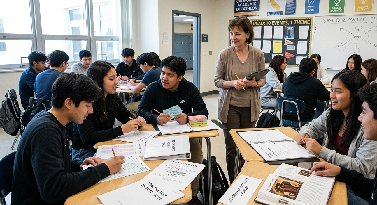 academic decathlon practice scrimmage classroom