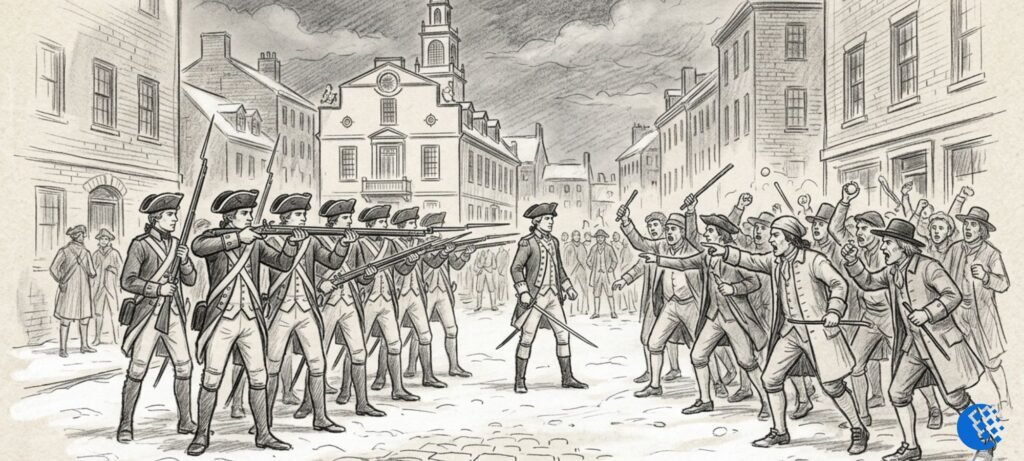 boston massacre easy drawing