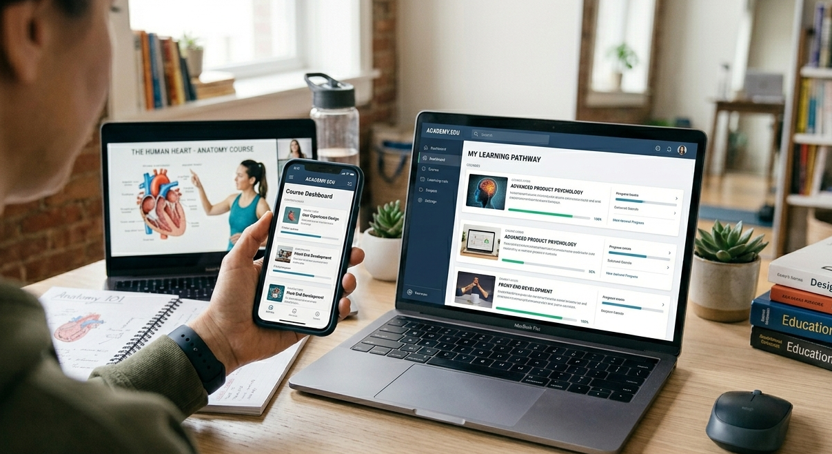 browsing online certification platforms for fitness courses