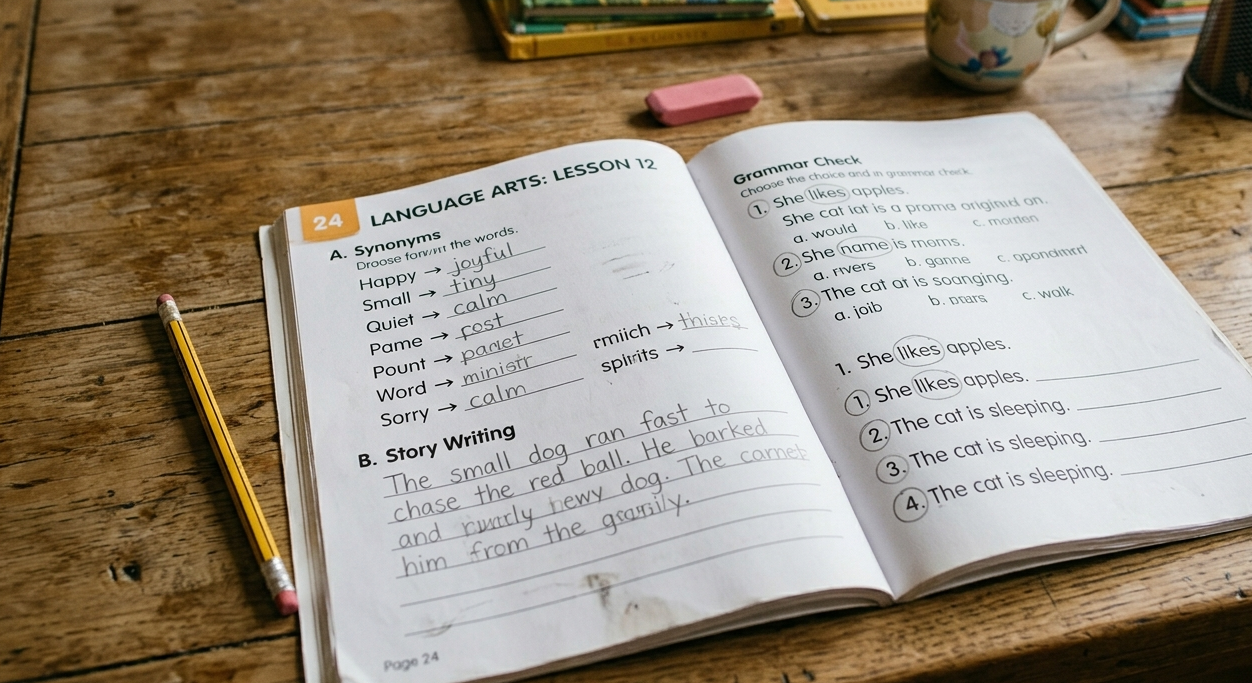 language arts workbook daily lesson example