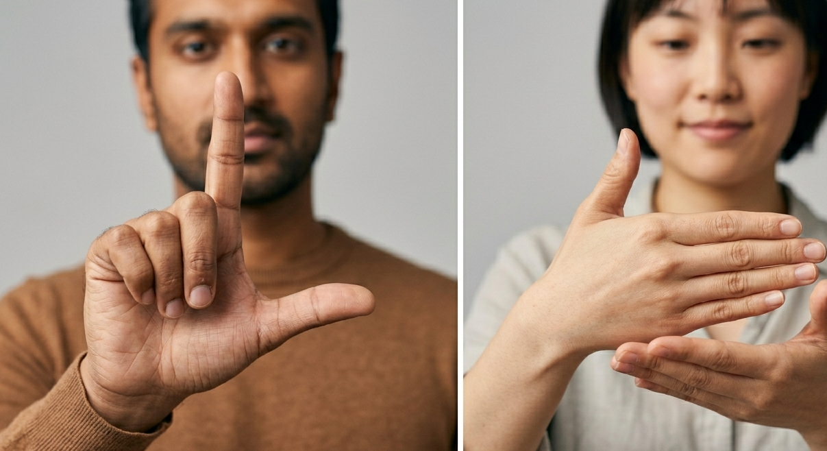 American Sign Language vs British Sign Language Hand Differences