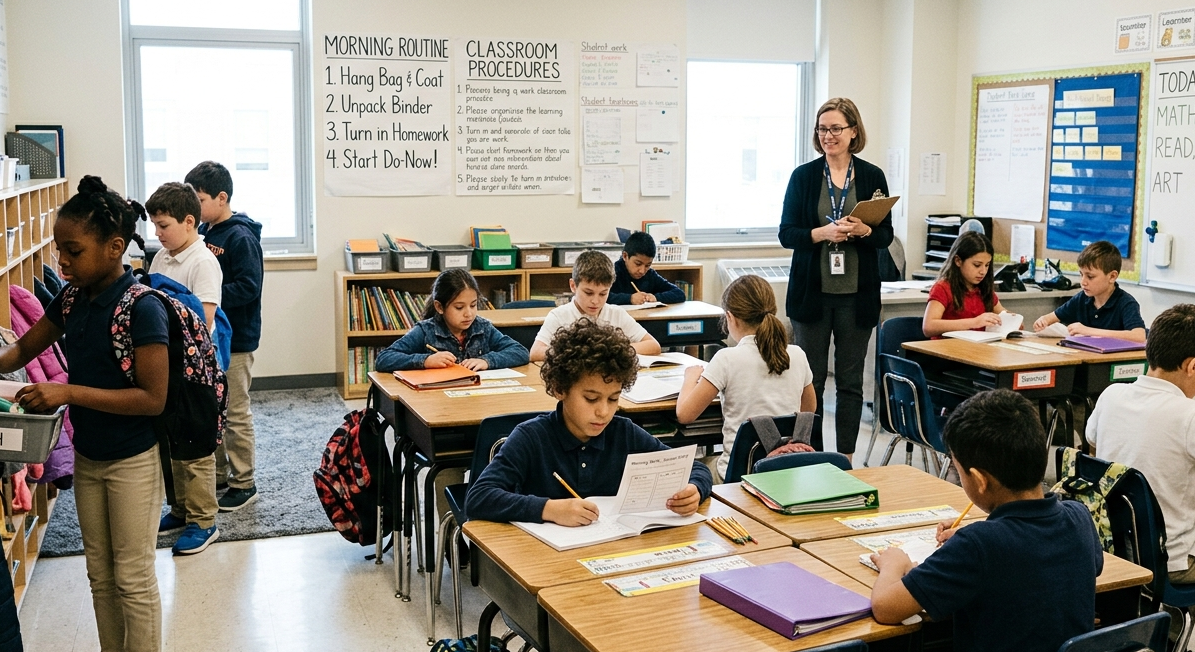Classroom routines helping students stay organized