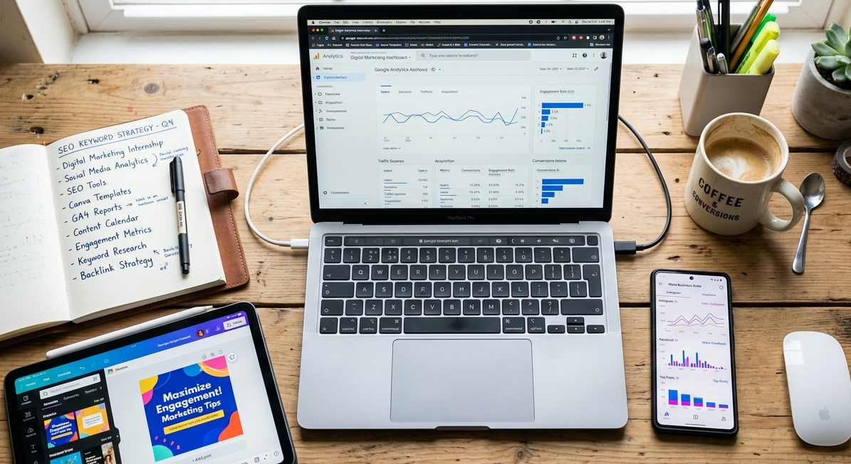 Digital Marketing Tools Used by Interns (Google Analytics, SEO, Ads, Canva)