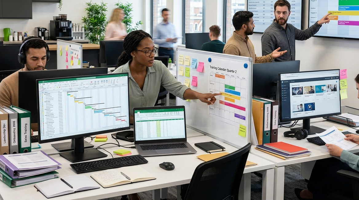 Internal learning team managing multiple training projects.