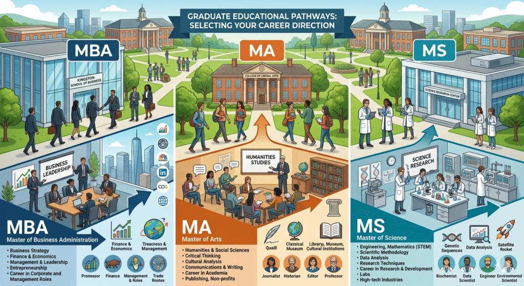 MBA vs MA vs MS Degree Paths