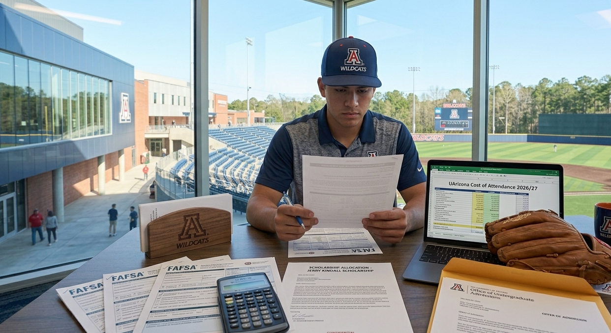 College financial aid and baseball scholarship documents