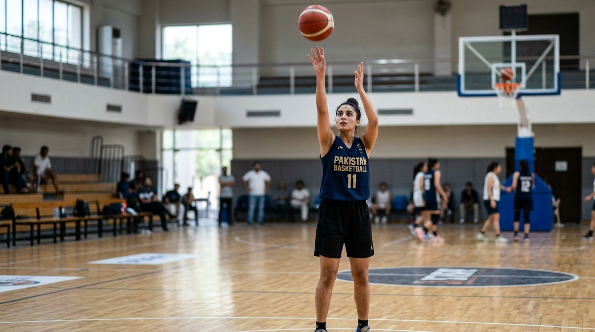 Experienced basketball player performing skill confidently