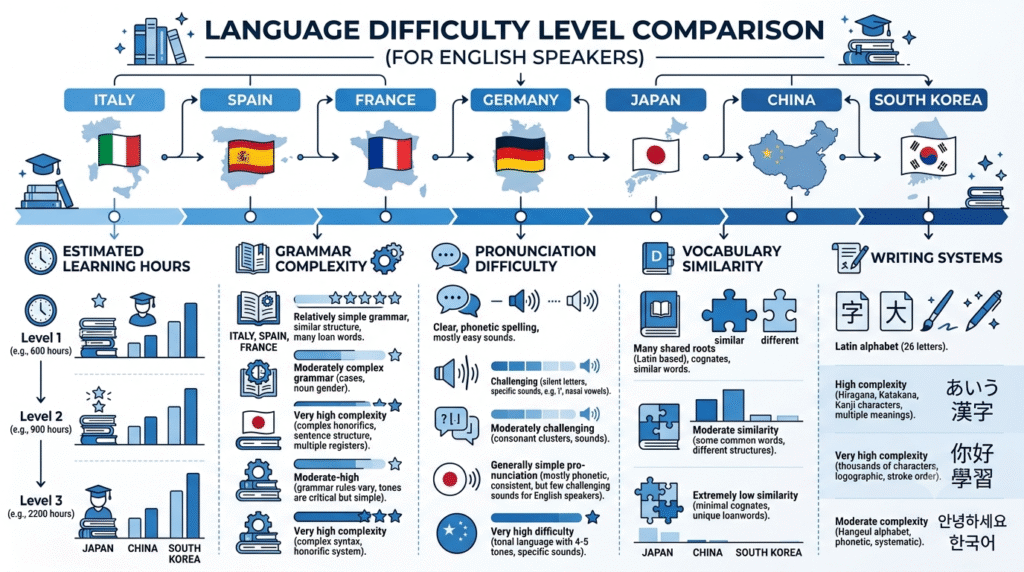 Italian Language Difficulty Compared With Other Languages