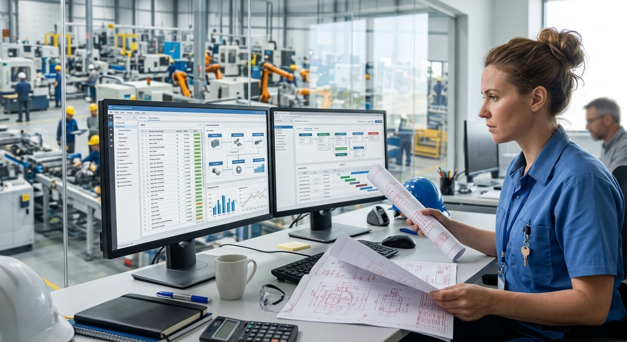 Manufacturing engineer planning production workflow