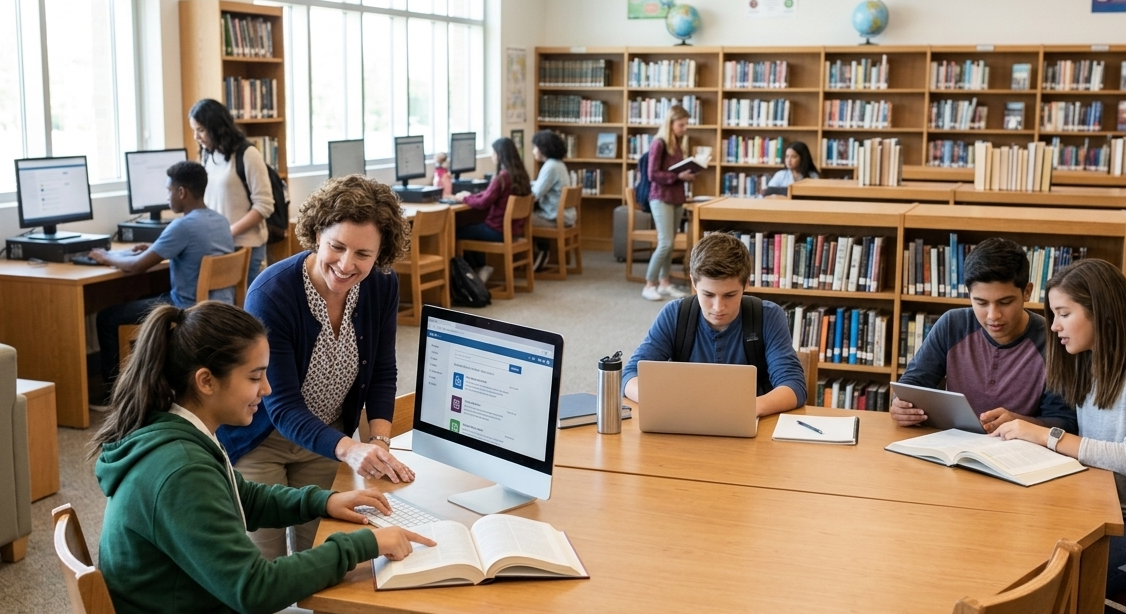 School library helping students succeed academically