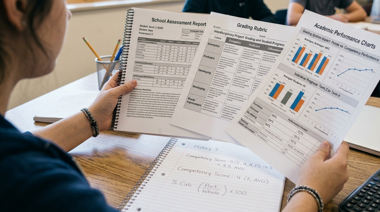 Student Analyzing Grades and Performance Levels