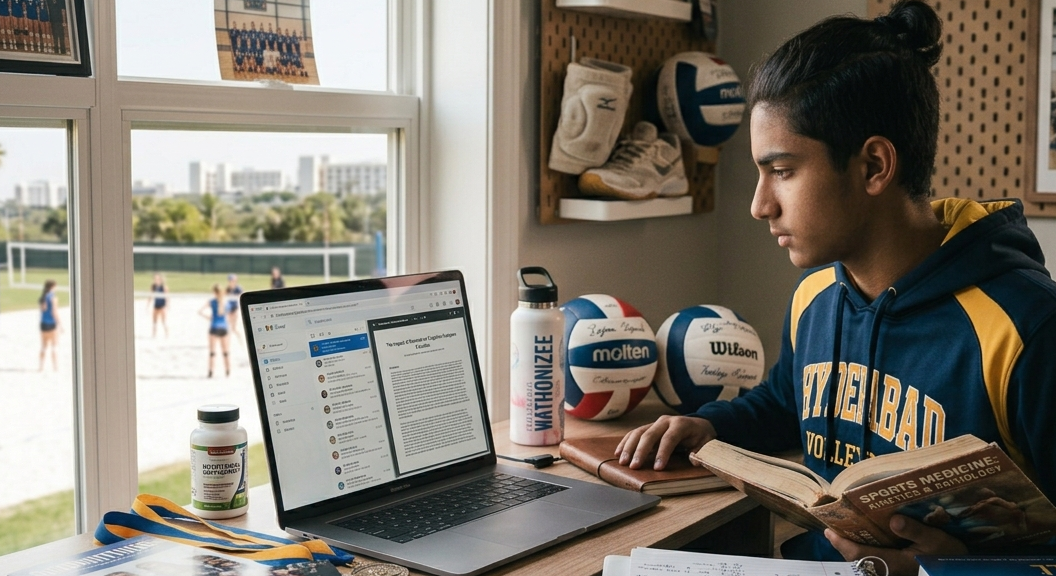 Student-athlete balancing academics and volleyball