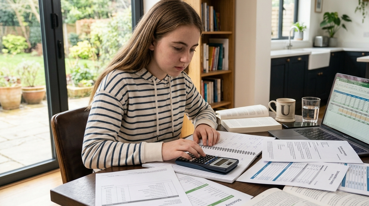 Student creating an educational financial plan