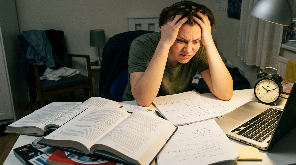 Student feeling stressed by weekend homework
