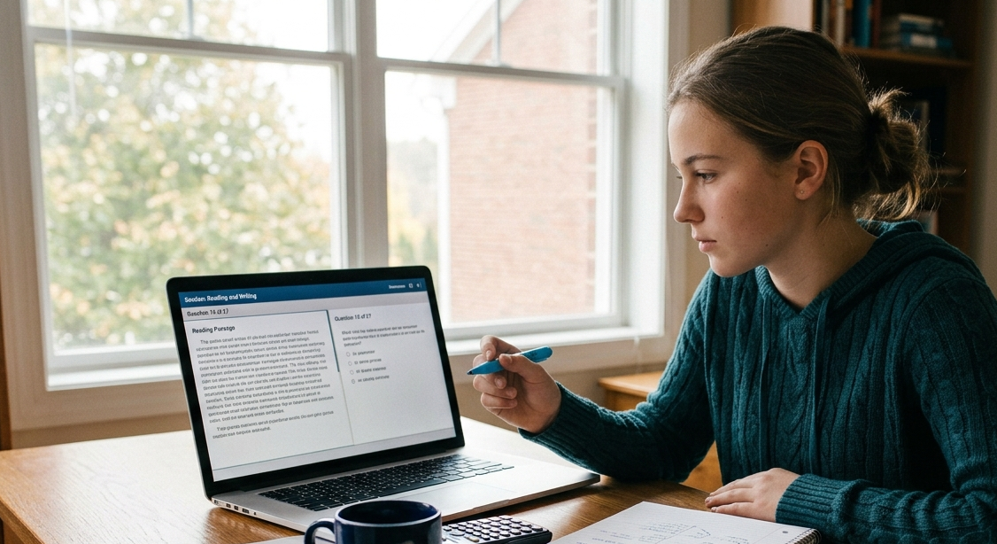 Student taking Digital SAT practice on laptop