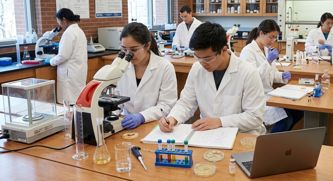 Students conducting a biology experiment