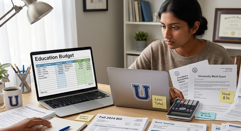 Student comparing scholarships and loans
