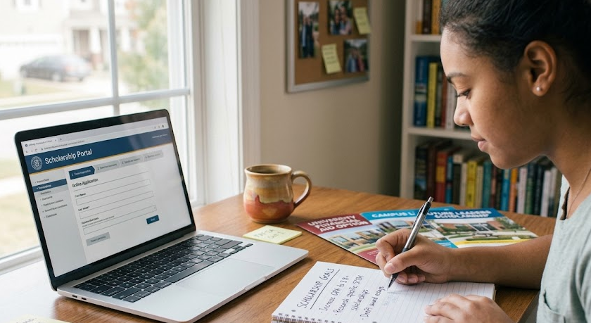 Person planning educational scholarship goals