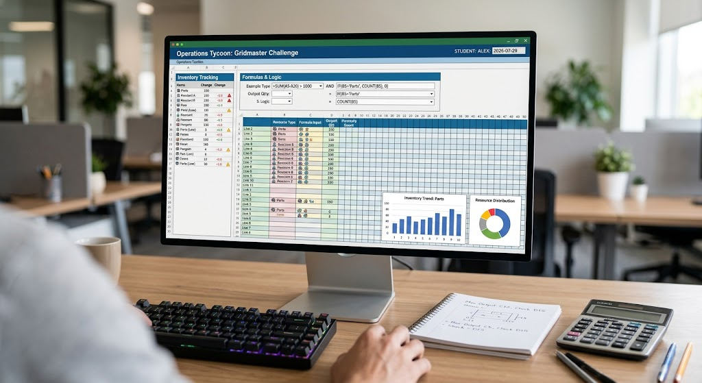 games that look like schoolwork spreadsheet simulator screenshot