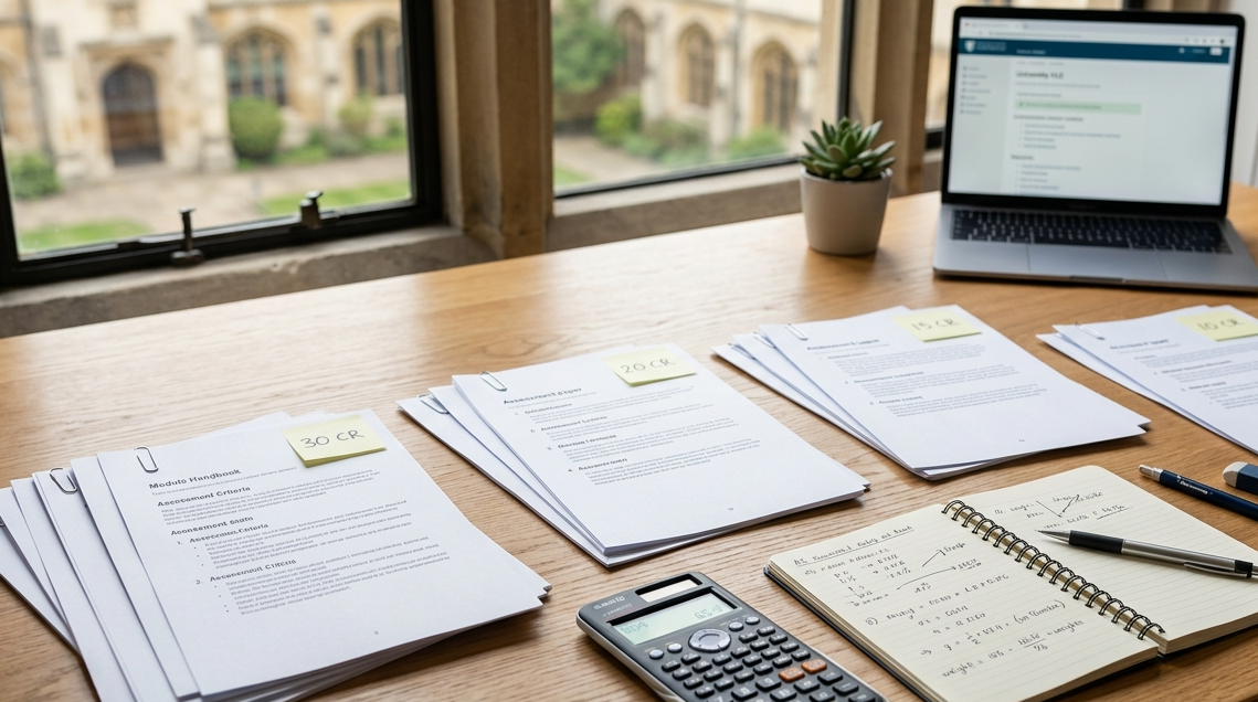 University module credits and weighting for calculating a UK degree grade
