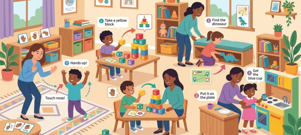 2 step directions speech therapy activities for children
