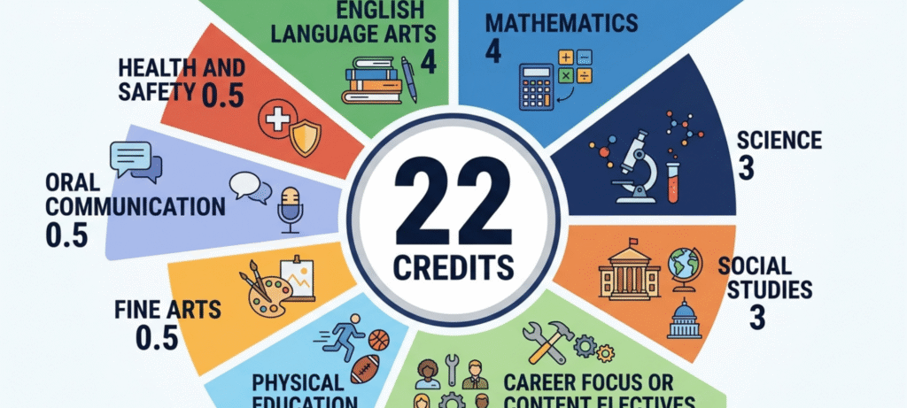 Arkansas high school 22-credit graduation requirement breakdown
