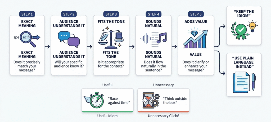 Five-step guide for choosing the right idiom for writing