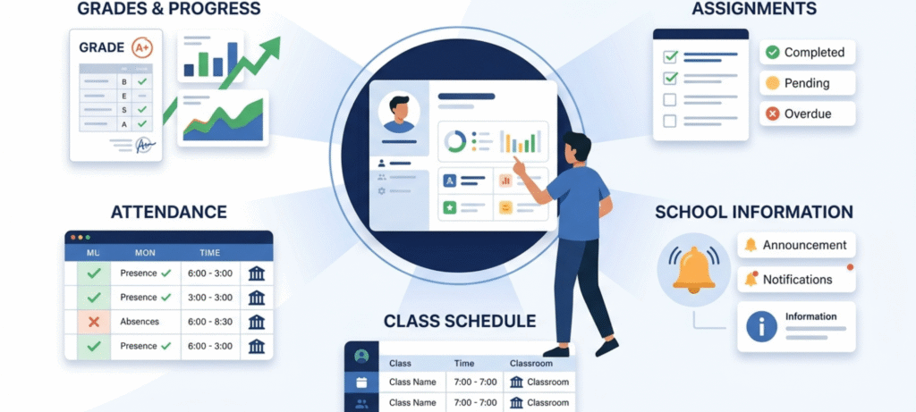StudentVUE Wyoming features for grades assignments attendance class schedule and school information