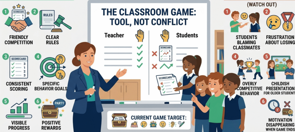 Teacher vs student classroom management game showing when competition works well and when it can backfire