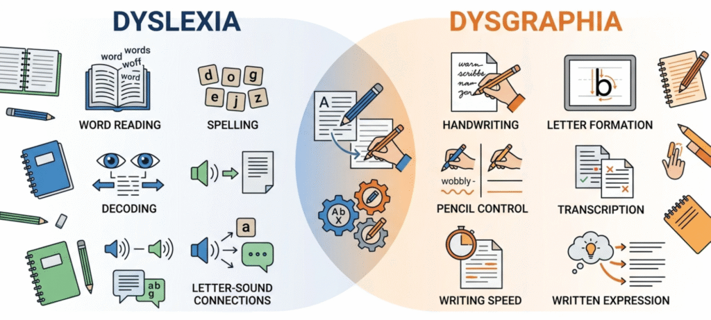 comparing dyslexia and dysgraphia writing difficulties
