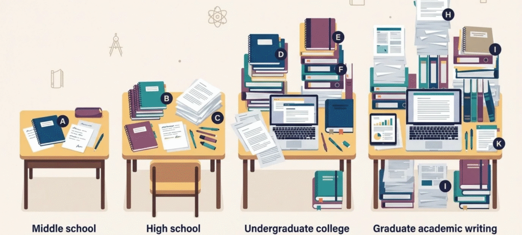 how long is an essay by grade level and education stage