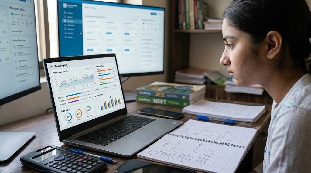 Student reviewing AI learning performance analytics after a mock test