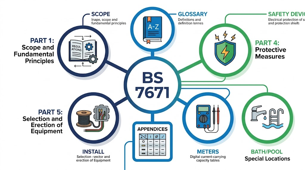 BS 7671 topic areas for 18th Edition exam questions and revision