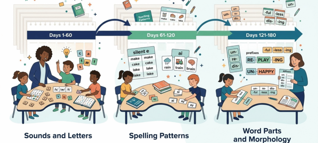 180 days of spelling and word study learning roadmap from sounds to patterns and word parts